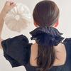Korean Scrunchies Silk Satin Vintage Floral Hairtie for Pony Hair Band Beach Accessories Rolled Up Women and Girls Fashion Style