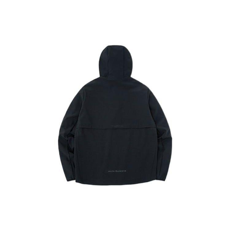 Anta Водонепроницаемая ветровка с капюшоном и однотонным принтом с небольшим логотипом на молнии, мужская верхняя одежда, черная 952245612-3
