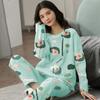 Plus Size Womens Fashion Girls Pajamas Long Sleeve Tops Pants Set Sleepwear Bamboo Print Fresh Family Pajamas Set