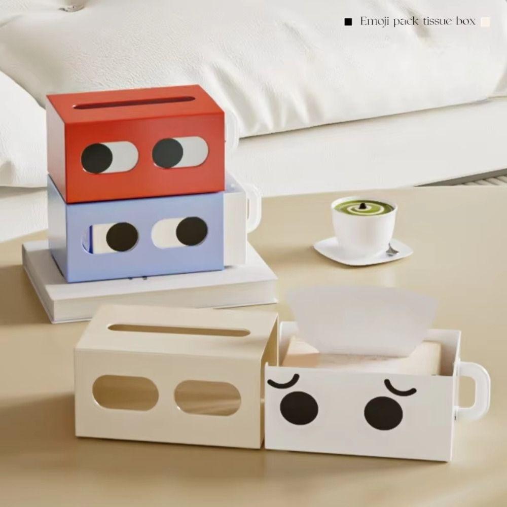 Funny Expression Cartoon Tissue Box Rectangle Shape Desktop Tissue Case Bathroom
