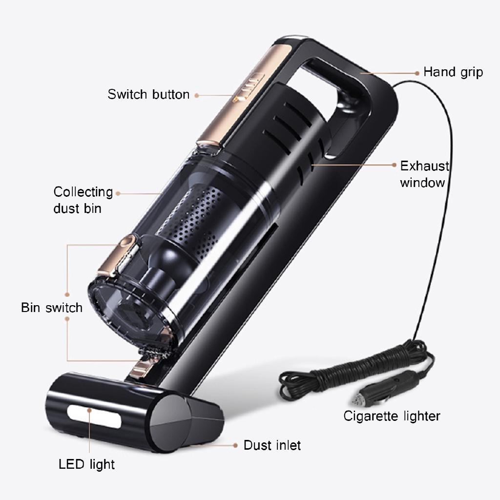 120W Strong Suction Handheld Vacuum Cleaner for Car Wet & Dry Dual Use Car Electronics Spare Filter Vacuum Cleaner