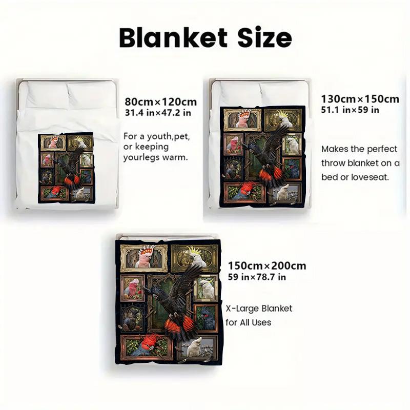 Cockatoo Collection 2D Flat Pattern Flannel Blanket, High quality All Seasons, Home Decor, Warmth and Comfort, Perfect for Christmas Gifts.