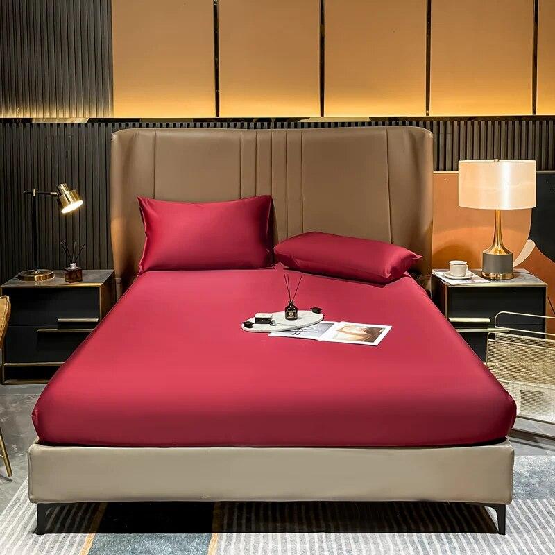 Real Silk Fitted Sheet Natural Mulberry Silk Fitted Sheet Mattress Cover Customized Size Silk Sheet Solid Color Fitted Sheet