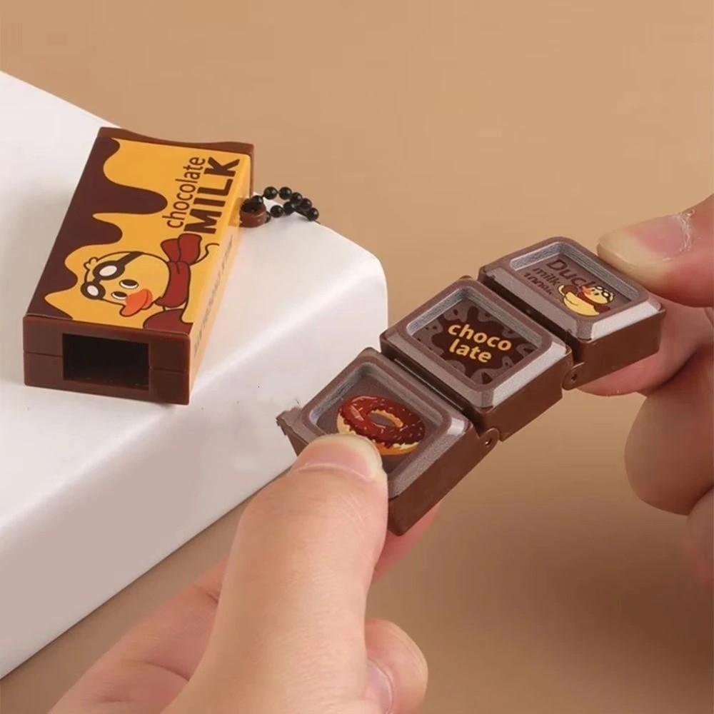 Cartoon Patterns Chocolate Keychain Bendable Bendable Keychain Fidget Toy Keychain Portable Use