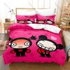 Крутое Мультяшное Постельное Белье Pucca & Garu 3 Предмета Прекрасный Узор K-pop Комплект Пододеяльника Односпальный Twin Full Queen King Size Декор
