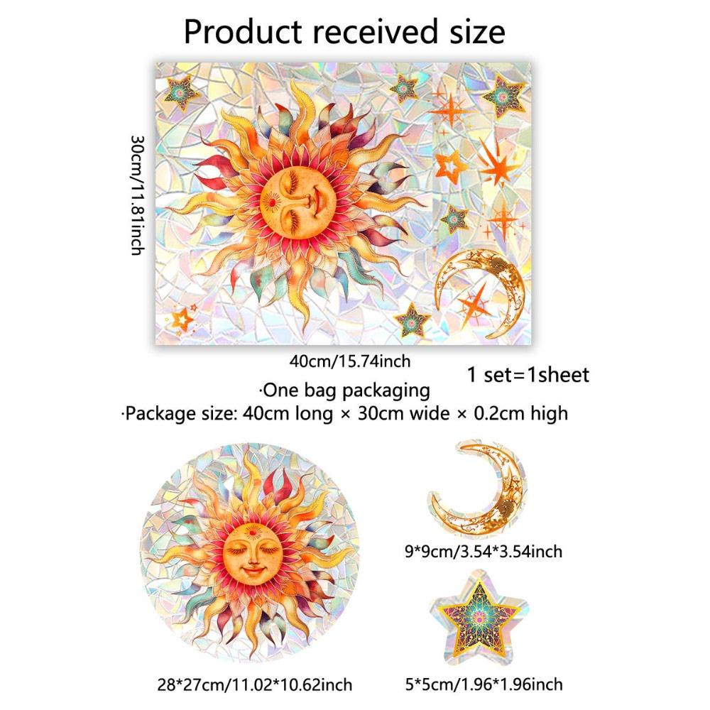 Rainbow Prisms Sun Flower Decals Colorful Glass Static Sticker Sun Catcher Window Stickers  Office