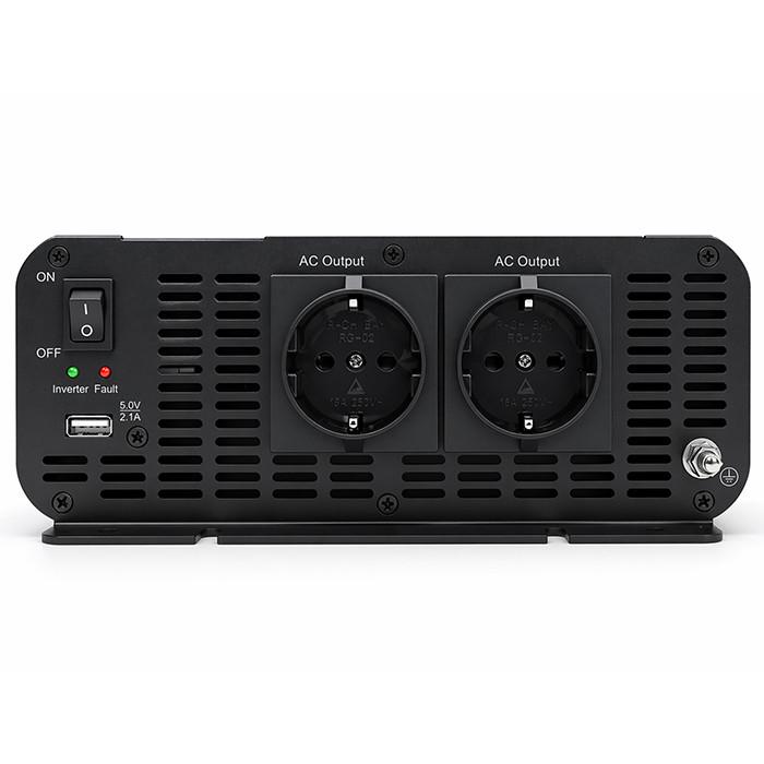 Qoltec MS Wave Voltage Converter | 12V to 230V | 1000/2000W | USB | Compatible with LiFePO4 GEL AGM