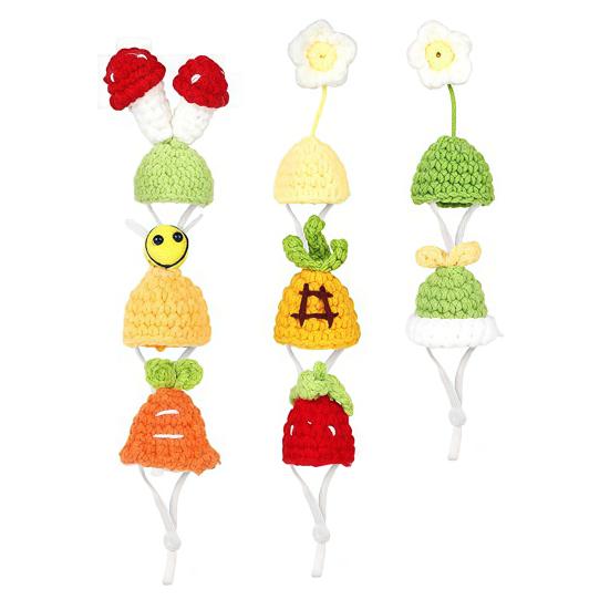 6/8 шт. Статуэтка гуся Мини вязаная шапка с регулируемым ремешком Настольная шапка-крючком Головной убор Рождественская праздничная вечеринка Наряд для переодевания