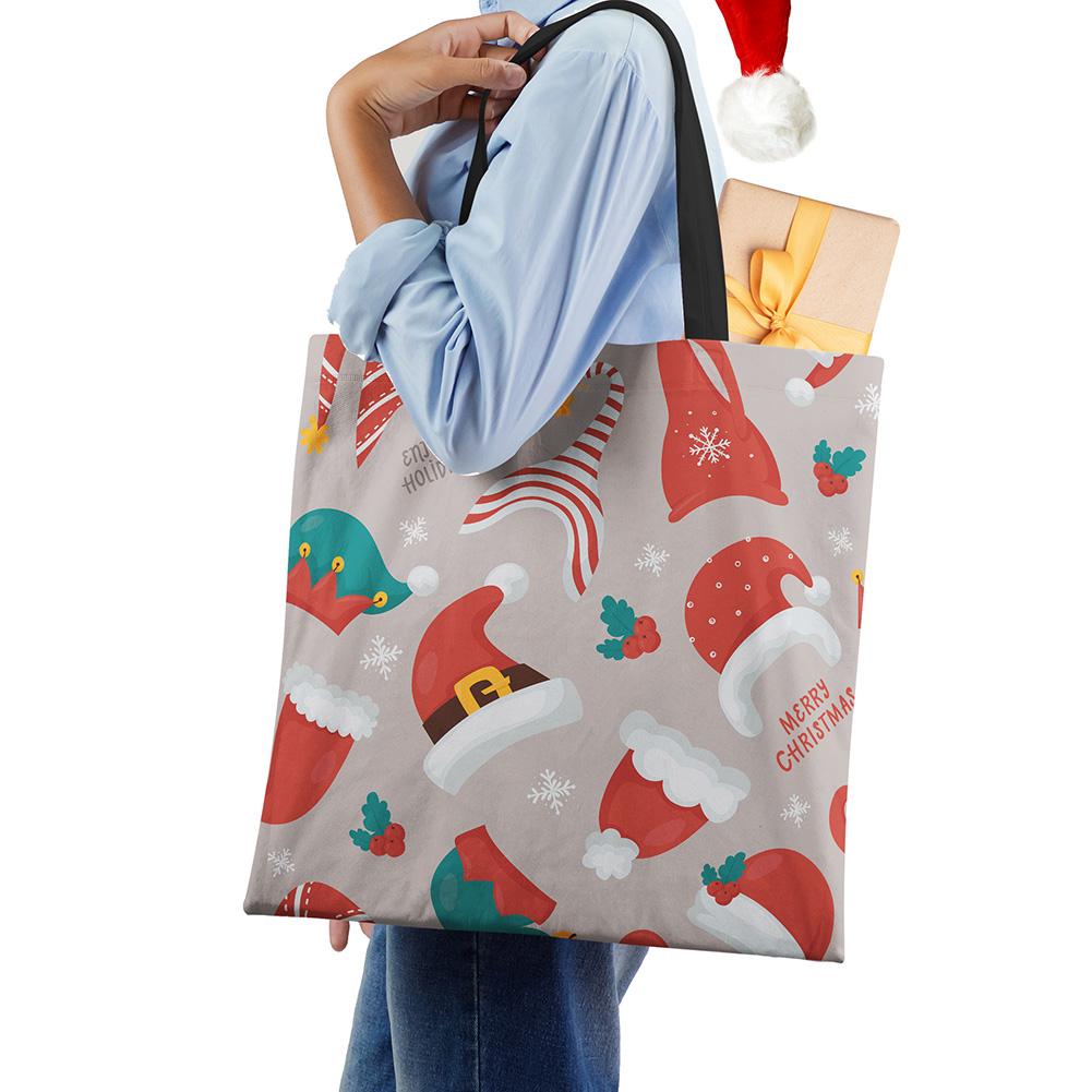 Рождественский Санта Клаус Харадзюку Холщовая сумка-шоппер Многоразовая Вместительная Сумка через плечо 2022 Рождественский подарок Складная сумка-тоут Ручная KTY