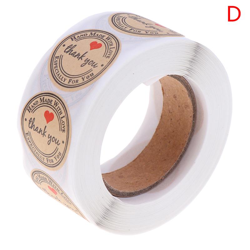 500 этикеток/рулон Круглая натуральная крафт-бумага Спасибо Наклейка Печать Этикетки Наклейка