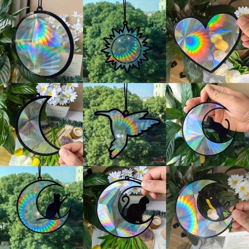 Самоклеящиеся наклейки на окна из ПВХ для ловца солнца Cat Moth Energy Suncatcher Wallpaper Rainbow Prisms Sticker Sunlight Decals