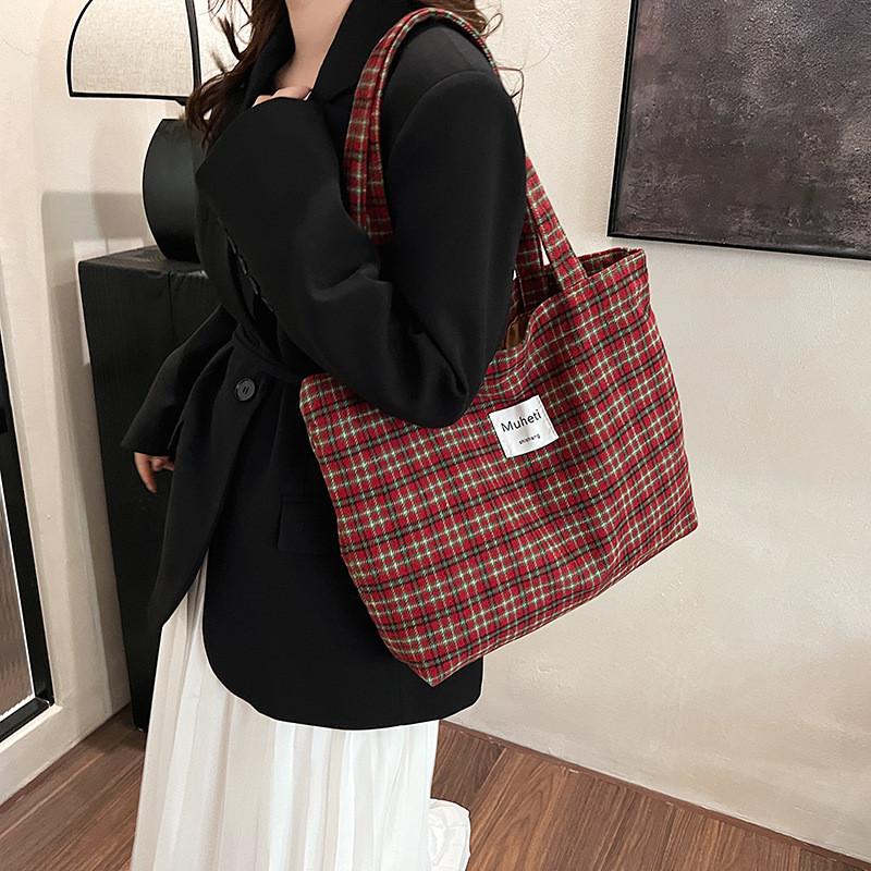 Ielgy Leopard Print Tote Bag Casual All-Match One-Shoulder Large-Capacity Plaid Com