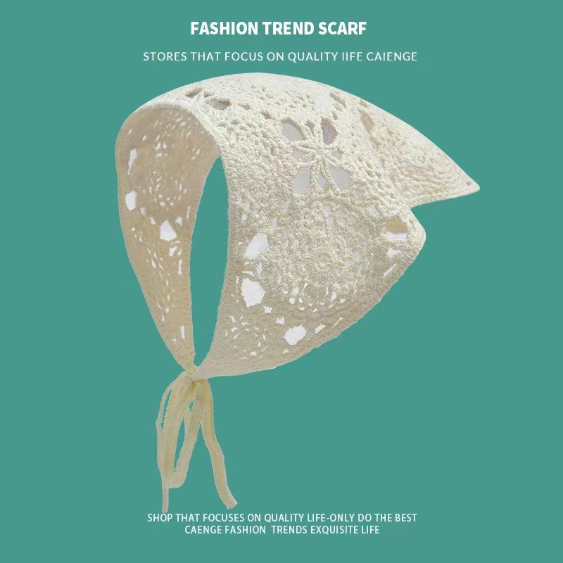 Women Triangular Scarf Summer Thin Sun Protection Lace Headscarf French Breathable Versatile Hair Band Funny Girl Cute Headscarf