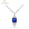 Цирконовые подвески, ожерелье, серебро 925 пробы, 47 карат, 18*18 мм, синий драгоценный камень, романтические ювелирные изделия, подарки для свадебной вечеринки