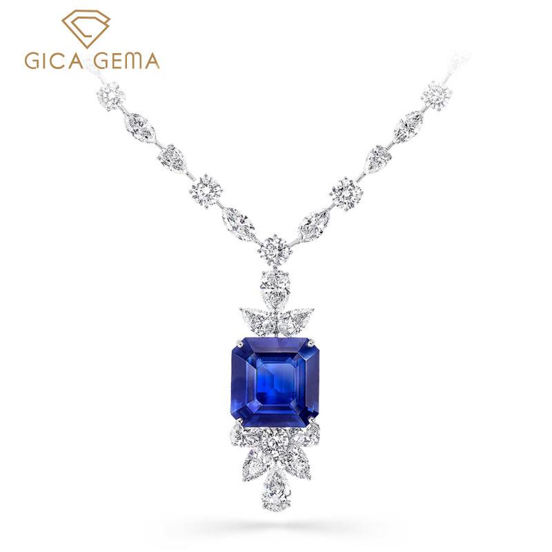 Gica Gema Цирконовые подвески, ожерелье, серебро 925 пробы, 47 карат, 18*18 мм, синий драгоценный камень, романтические ювелирные изделия, подарки для свадебной вечеринки