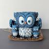 Цветочный горшок Синяя сова Смола Керамика Подвесной кашпо с детализированной текстурой Атмосферостойкий Декоративный держатель для растений для дома и улицы
