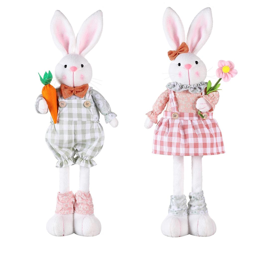 Standing Telescopic Rabbit Doll Easter Theme Party Supplies Home Decoration Ornaments Dwarf Doll