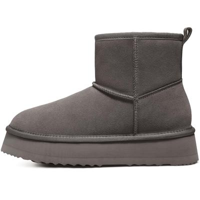 Bebealy Натуральная замша Женские зимние угги Пушистые мини-ботинки Теплые Нескользящие Ботильоны Классические ботинки из шерсти и меха для женщин