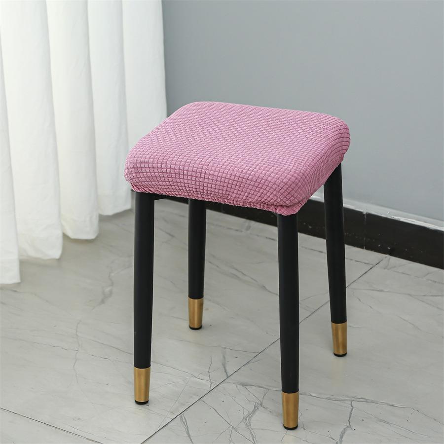 1pc Thickened Square Stool Cover High Stretch Plaid Chair Seat Slipcover Removable Bar Stool Protector for Kitchen Dining Room