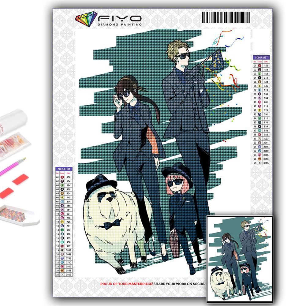5D Diy Алмазная картина Аниме Плакат Шпионская семья Вышивка крестиком Полный Алмазная вышивка Мозаика