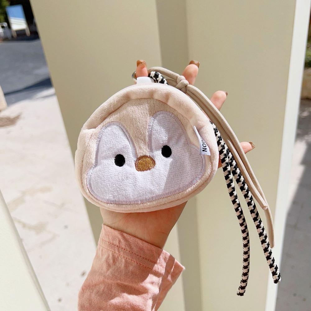 Cute Plush Penguin Coin Purse Colorful Hanging Rope Mini Storage Bag Small Makeup Bag  Students