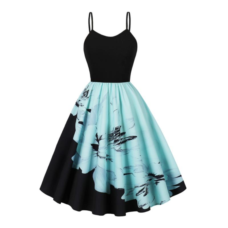 Новое летнее прохладное платье-сарафан с ретро-принтом и маятником