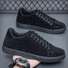Luxury Designer Fashion Men's Black Rhinestone Platform Shoes Microfiber Leather Fabric Breathable Rock Hip-hop Walking Sneakers