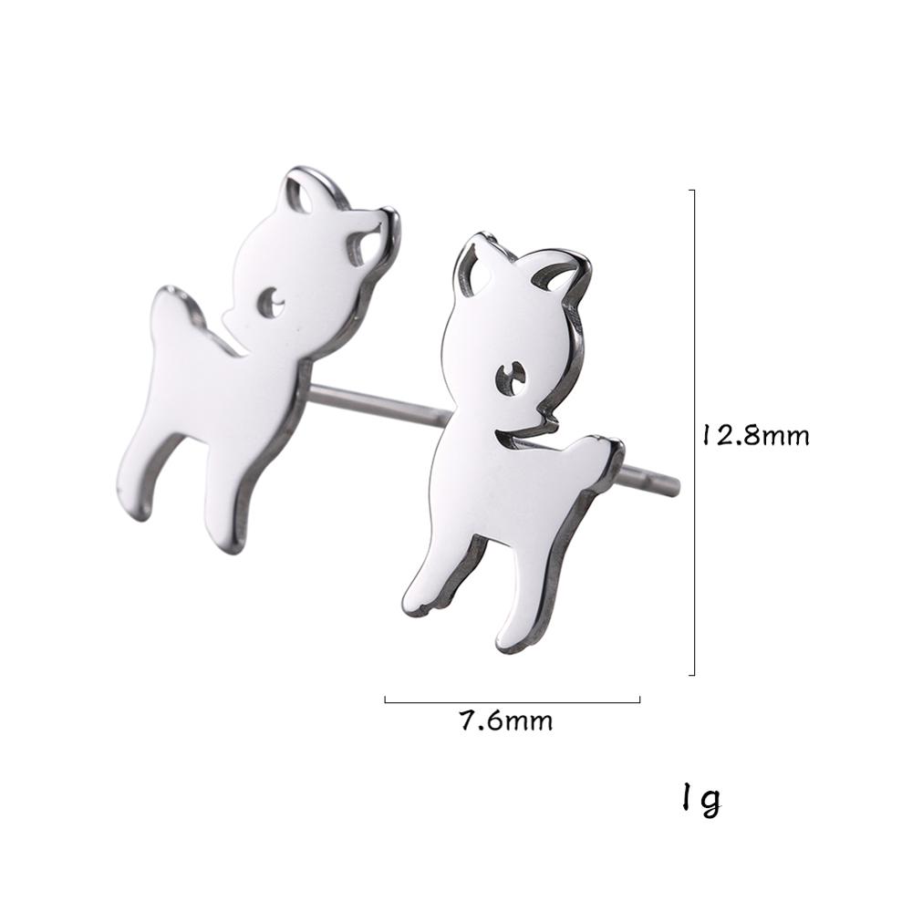 Xiaomi Skyrim Cute Animal Stud Earrings Flamingo Hedgehog Deer Chihuahua Rhinoceros Cat Fish Dog Paw Black Stainless Steel Earring Gift