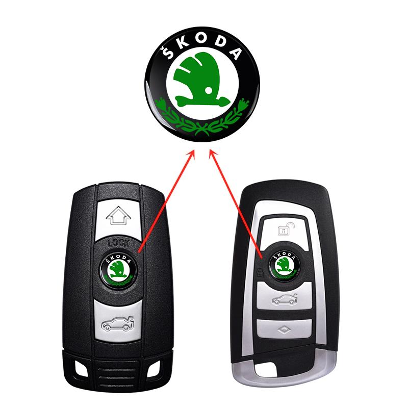 2/5/10Pcs 14MM Remote Car Key Stickers Emblem Accessories for Skoda S Skoda Kodiaq Fabia Kamiq Karoq Octavia 3 A5 A7 Scala R Accessories