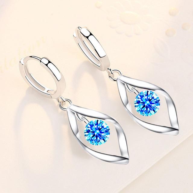 Новые женские серьги из стерлингового серебра 925 пробы, модные длинные белые пудровые синие серьги высокого качества, модные поворотные серьги, ювелирные изделия, подарок