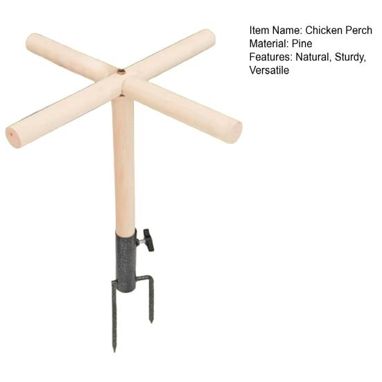 Chicken Perch Toy Wooden Chick Perch Stand with Metal Ground Stake Coop