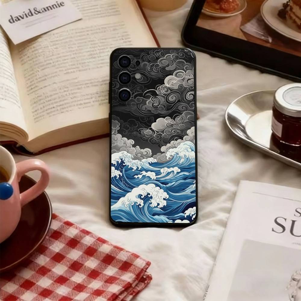 Чехол для телефона Аниме Великая волна в Канагаве Для Samsung S25, S24, S21, S22, S23, S30, Ultra, S20, Plus, Fe, Мягкий силиконовый Черный чехол