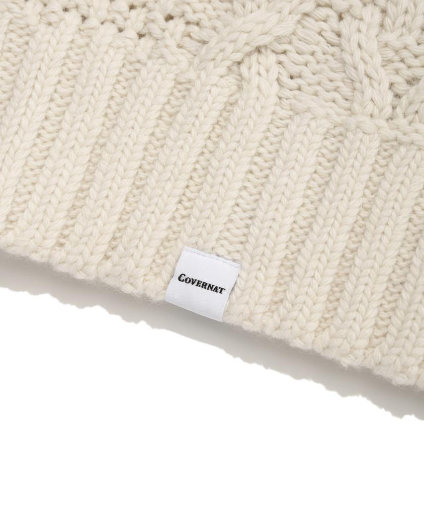 COVERNAT Mixed Texture Fisherman Crew Neck Knit Ivory