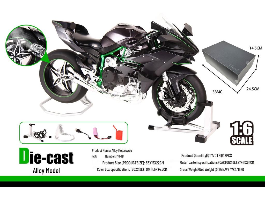 Kawasaki H2R 1:9 Alloy Model Motorcycle Toy Gift