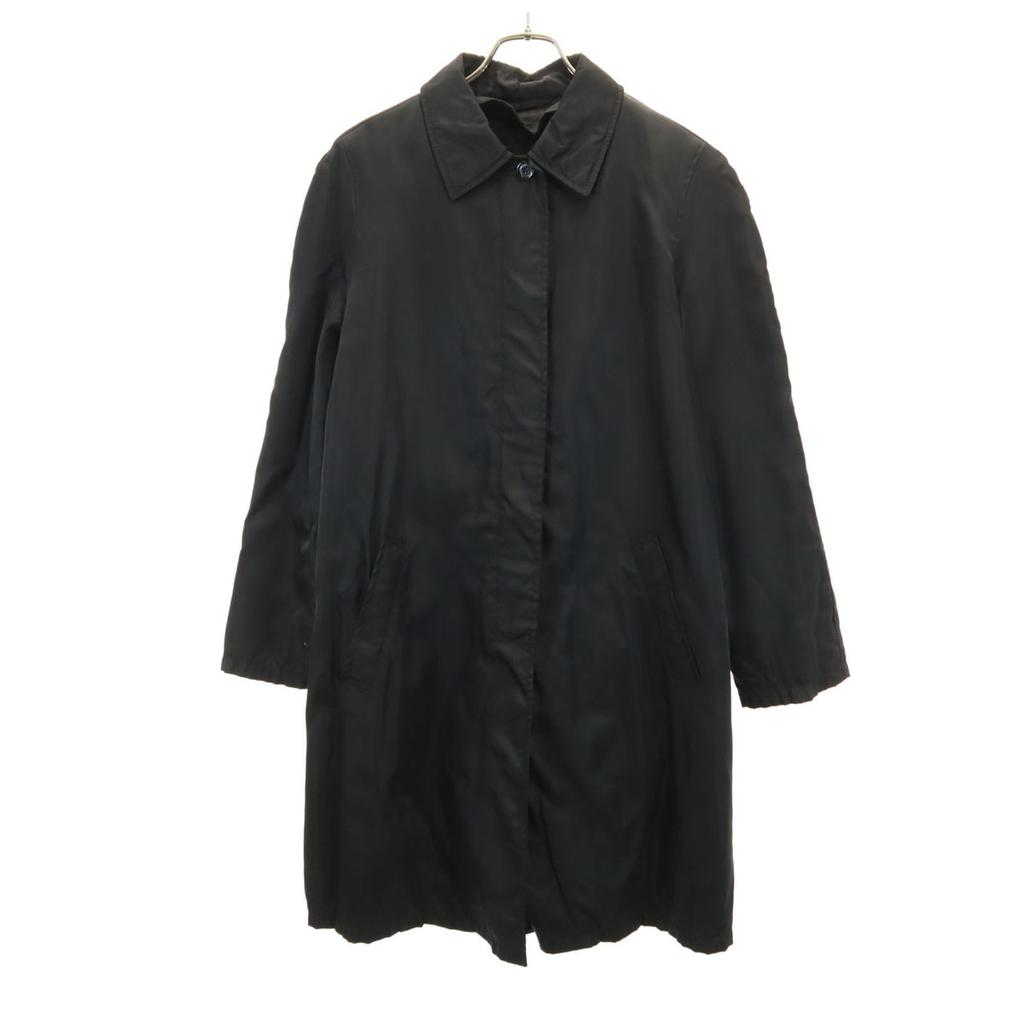 Prada Made In Italy Stainless Collar Coat L Black With Liner Women Used