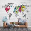 3d Graffiti Wallpaper Modern Large Creative Gray Brick Wall Colorful Map Mural Creative Art Wall Mural For Home Decor Wall Papers