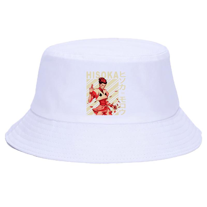90-е годы японского аниме Hunter X Hunter Hat Женская Панама-ведро унисекс Дизайн Плоская шляпа Harajuku Kawaii Killua Забавная шляпа от солнца Hisoka