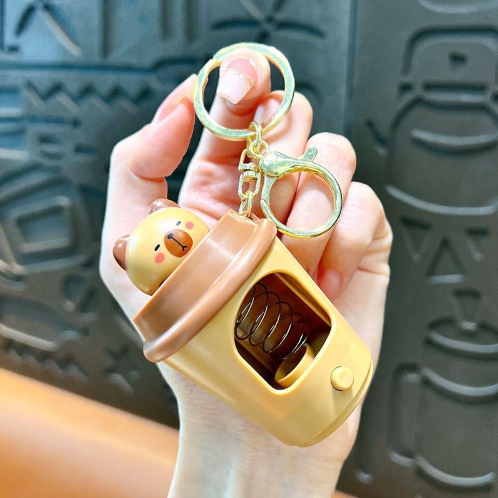 Bounce Car Keyring Panda Capybara Pendant Unique Cartoon Animals Dolls  Charms