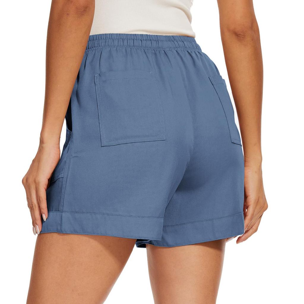 Женские однотонные шорты на шнурке с карманами, свободные повседневные брюки