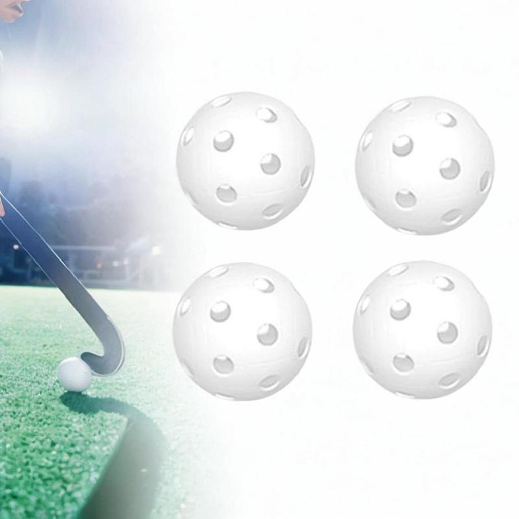 4 Floorball Balls Training Replacement Unihockey Sports Made of Lightweight