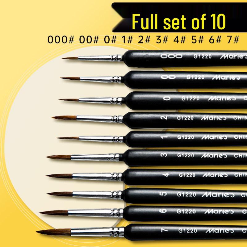 Mali G1220 Wolf Hair Liner Brush for Watercolor, Gouache, Chinese Painting, Nail Art, Oil Painting, and Line Drawing.