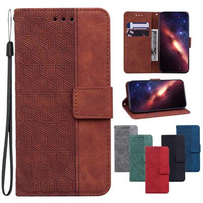 Чехол из кожи с геометрическим тиснением для iPhone 16, 14, 12, 15 Pro Max, подставка-кошелек с отделениями для карт, чехол-книжка, кобура для iPhone 11, 13, 7, 8 Plus, 6, X, XR, XS, SE4