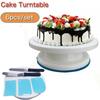 Cake Decorating Turntable Set Icing Nozzles Spatula Display Stand Rotating Kit