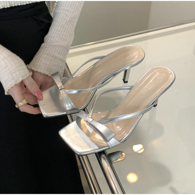 Fashion New Bow High Heel Slippers Female Shoes High Heels Sandals Summer Women Shoes Woman Fashion Cool Mules Slides Flip Flops