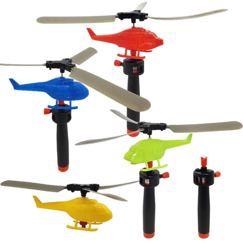 6pcs/set Pull String Helicopter Toy Random Color Recommended for Children 3 and Up Wonderful for Outdoor Fun Gatherings