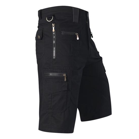 Men Cropped Pants with Multi-Pockets Design Mid-rise Button Zipper Fly Straight Leg