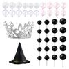 42Pcs Witch Theme Party Supplies Mini Balloons Cake Topper Fantasy Balls Silver Crown Black Witch Hat Set for Birthday Party