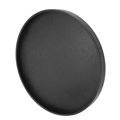 Круглая форма из цельного дерева для чая, кофе, закусок, блюд, сервировочный поднос, тарелка, подносы для ресторана, черный цвет