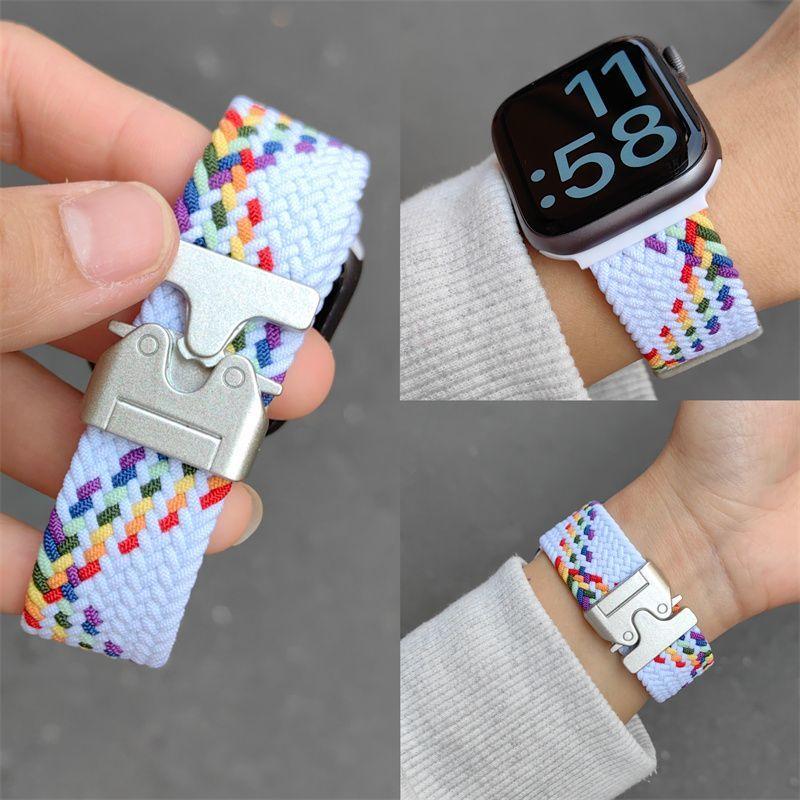Нейлоновый тканый ремешок для Apple Watch S10-парашютная пряжка, дышащий спортивный сменный ремешок для iWatch 10/9/8/7/6/5/4/3/2/1/Se/Ultra/ultra2 49 мм 46 мм