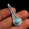 Natural Larimar Gemstone Pendant 925 Sterling Silver Handmade Charm Jewelry
